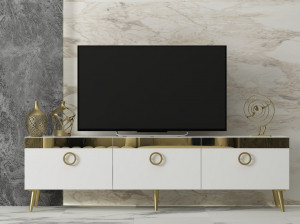 Comoda TV Salvador, Model Safar, 150x45x30 cm, Alb - Img 1