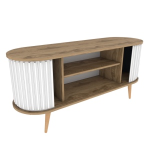 Comoda TV Salvador, Model Stor, 140x64x43 cm, Stejar/Alb - Img 10