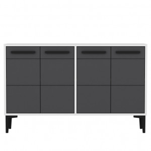 Comoda TV Salvador, Model Stria, 120x75x30 cm, Alb/Antracit - Img 6