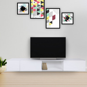 Comoda TV Salvador, Model Wagna, 180x30x25 cm, Alb - Img 1