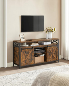 Comoda TV Vasagle, Model Castillo, 147x40x76 cm, Maro/Negru - Img 3