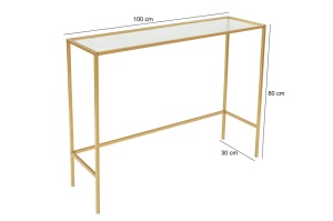 Consola Model Canvas, Auriu, 100x30x80 cm, blat sticla securizata - Img 10