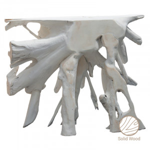 Consola Model Lyle, Alb, 100x38x80 cm, lemn masiv - Img 1