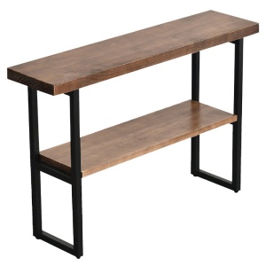 Consola Model Nore, Nuc/Negru, 79x29x85 cm, blat lemn masiv - Img 1