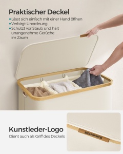 Cos de rufe Songmics Crem 60x38.5x70.5 cm - Img 4