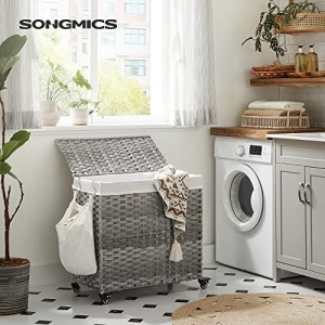 Cos de rufe, Songmics, Natural-Alb, 66x33x66 cm - Img 1