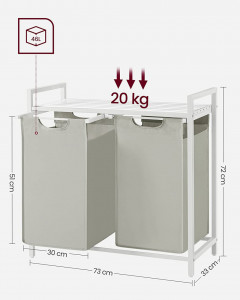Cos de rufe, Vasagle, Alb, 73x33x71 cm - Img 4