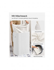 Cos pentru rufe, Songmics, 72 L, Alb, LCB010W01, 40 x 30 x 60 cm - Img 4