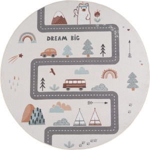 Covor Copii Coco Adventure Road Crem, Rotund, D160 cm - Img 2