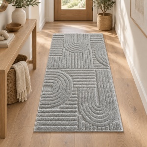 Covor tip Traversa VivaDeco Art V1, 80 x 150 cm, Silver, 100% Polipropilena, Fir 8 mm, 1900 g/mp, OEKO-TEX Standard 100 - Img 14