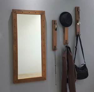 Cuier cu oglinda Model Hunter, Nuc, 68x6x110 cm - Img 2