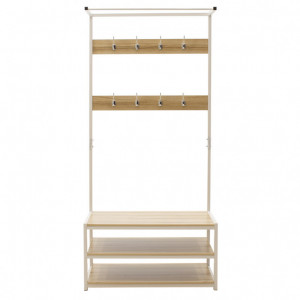 Cuier haine cu suport pantofi Model Ralph, Artar/Alb, 80x40x170 cm - Img 2