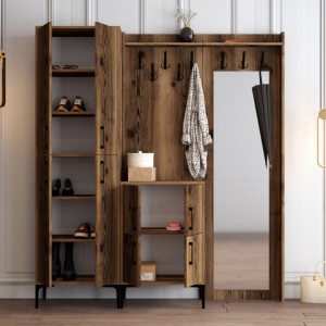 Cuier hol cu dulap Model Berlin, Nuc, 180x35x200 cm - Img 3