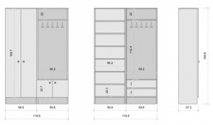 Cuier hol cu dulap Model Bruce, Alb, 119.6x37.3x182.8 cm - Img 10