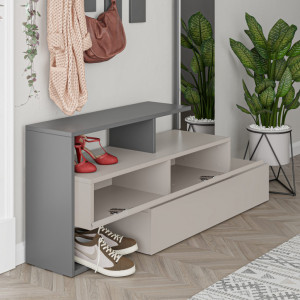 Cuier hol cu dulap Model Ramda, Mocha/Antracit, 137x35x54.5 cm - Img 3