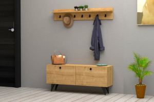 Cuier hol cu dulap Model Rupa, Stejar, 113x35x48.5 cm - Img 1