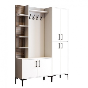 Cuier hol cu dulap Model ViyanaDA, Alb, 150x35x200 cm - Img 6