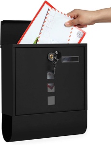 Cutie de scrisori Songmics, 24 x 30 cm, Black, compartiment pentru ziar - Img 7