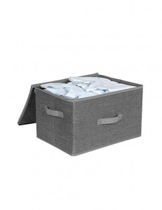 Cutii pliabile pentru depozitare, Songmics, Gri, RYZB03G, 40 x 30 x 25 cm - Img 4