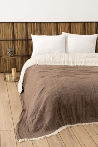 Cuvertura pentru Pat Dublu Model Muslin Brown