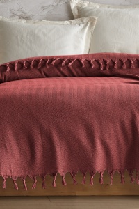 Cuvertura Pled pentru pat dublu Model Berlino Tile Red - Img 2