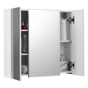 Dulap cu oglinda pentru baie, Vasagle, Alb, 60x15x55 cm - Img 7