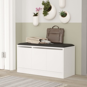 Dulap de pantofi cu bancheta Mr2 Alb 89.6x45.8x35.5 cm - Img 2
