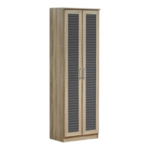 Dulap de pantofi Sante, sonoma/gri închis, 60x37x183 cm - Img 3