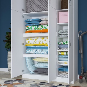 Dulap haine Model BA104, Alb, 145x55x239 cm - Img 10