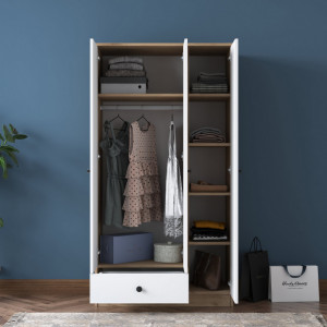 Dulap haine Model BA117, Alb/Nuc, 90x42.5x170 cm - Img 5