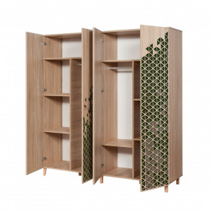 Dulap haine Model Imaj-121, Stejar/Verde, 180x52x192 cm - Img 6