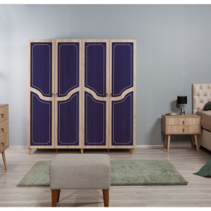 Dulap haine Model Imaj-620, Stejar/Albastru, 180x52x192 cm - Img 2