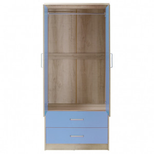 Dulap haine Model Looney, Stejar/Albastru, 81x57x183 cm - Img 5