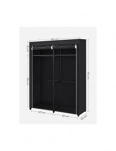 Dulap haine textil Model Villanueva, Negru, 140x43x174 cm - Img 7
