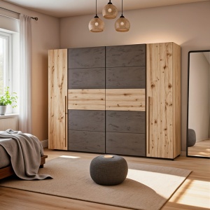 Dulap haine Verzo, stejar/antracit, 270.5x61.5x210.5 cm - Img 2