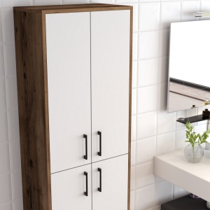 Dulap multifunctional Model Berlin, Alb/Nuc, 60x35x200 cm - Img 3