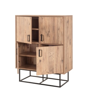 Dulap multifunctional Model Quantum, Natur/Negru, 93x36x115 cm - Img 6