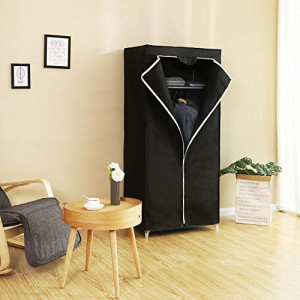 Dulap pentru haine, Songmics, Negru, 75x45x160 cm - Img 3