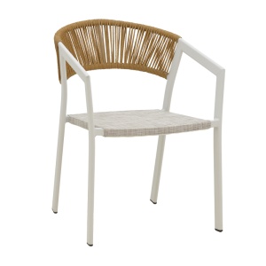 Fotoliu de exterior, Model Glisten, culoare alb si natural, aluminiu si poliratan, 56x62x77 cm - Img 2
