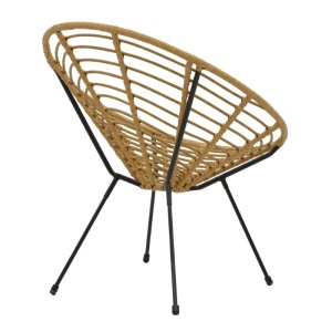 Fotoliu de exterior, Model Naoki, culoare natural si negru, metal si poliratan, 78x74x87 cm - Img 9