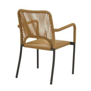 Fotoliu de exterior, Model Norture, culoare antracit si natural, aluminiu si poliratan, 57x61x85 cm - Img 3
