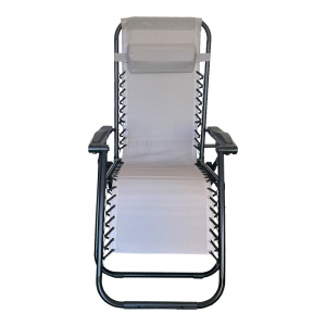 Fotoliu Relax Pliabil Mirka, Metal/Textilene, Gri/Negru, 65x165x110 cm - Img 4