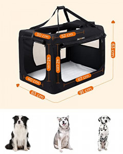 Geanta de transport animale, Feandrea, Negru, 91.0x63.0x63.0 cm - Img 4