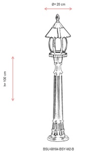 Lampadar de exterior M2B Negru 100x20 cm - Img 3