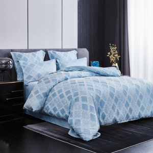 Lenjerie cu Broderie si Insertii Neat Romb Bleu 6 Piese (Finet) - Img 1