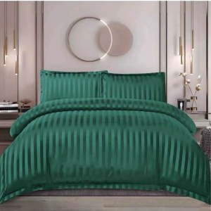 Lenjerie cu elastic 160x200 cm, Damasc, Rebra Smarald, 4 Piese (Finet)