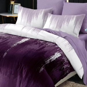 Lenjerie cu Elastic 180x200 cm, Luxart Purple 6 Piese (Finet) - Img 3