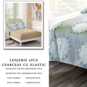 Lenjerie cu Elastic 180x200 cm, Rozario 6 Piese (Finet) - Img 2
