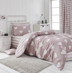 Lenjerie de pat 1 Persoana Model Herz Dusty Rose - Img 1