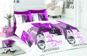 Lenjerie de pat 1 Persoana Model Paris Lilac